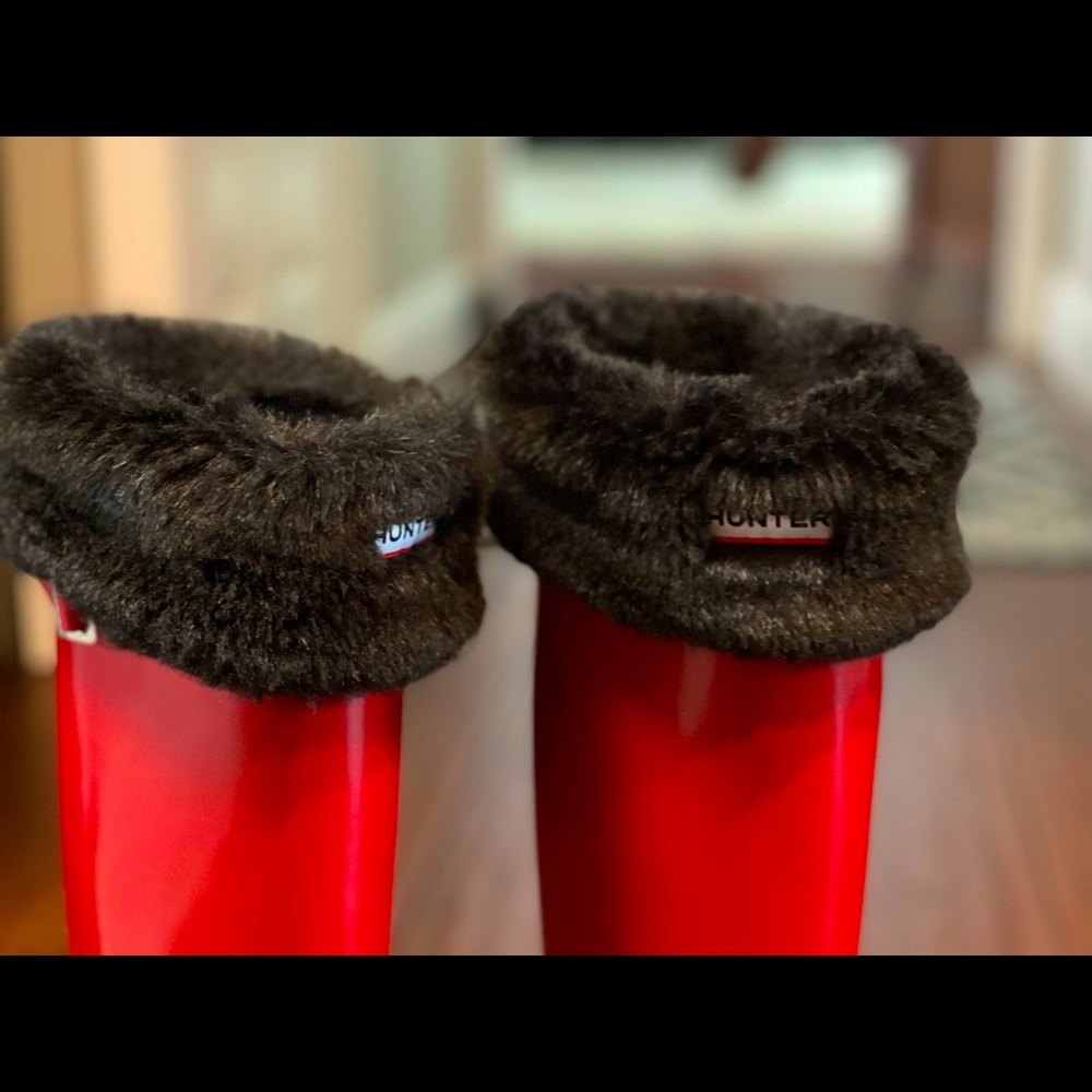 Black Hunter tall boot socks in wool and faux fur